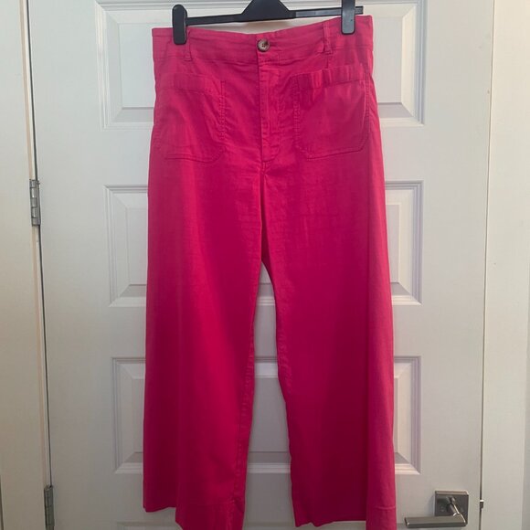 Maeve (Anthropologie) Colette Cropped Wide Leg pants in Medium Pink, Size 33 - Picture 2 of 3